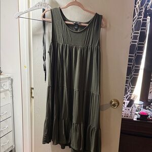 Chelsea & Theodore Olive Tiered Mini Dress